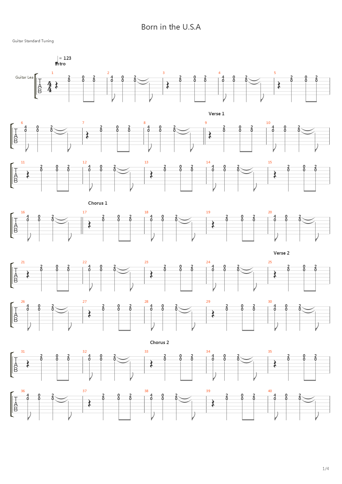 Born In The Usa吉他谱