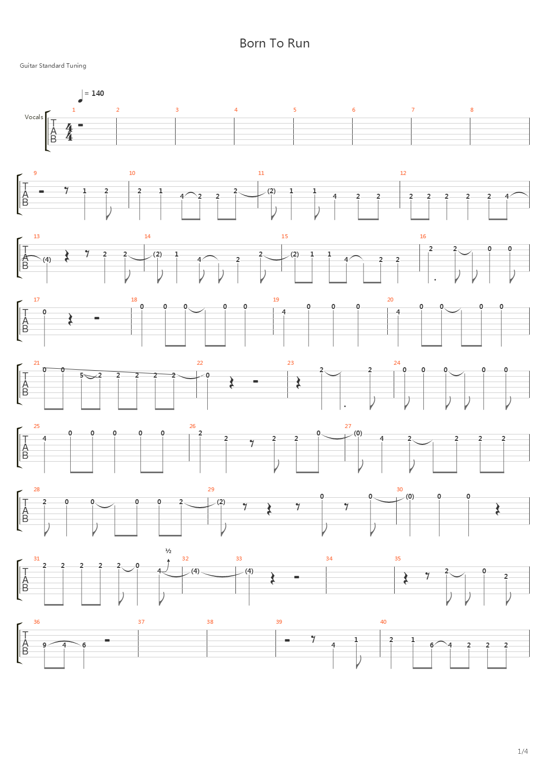 Born To Run吉他谱