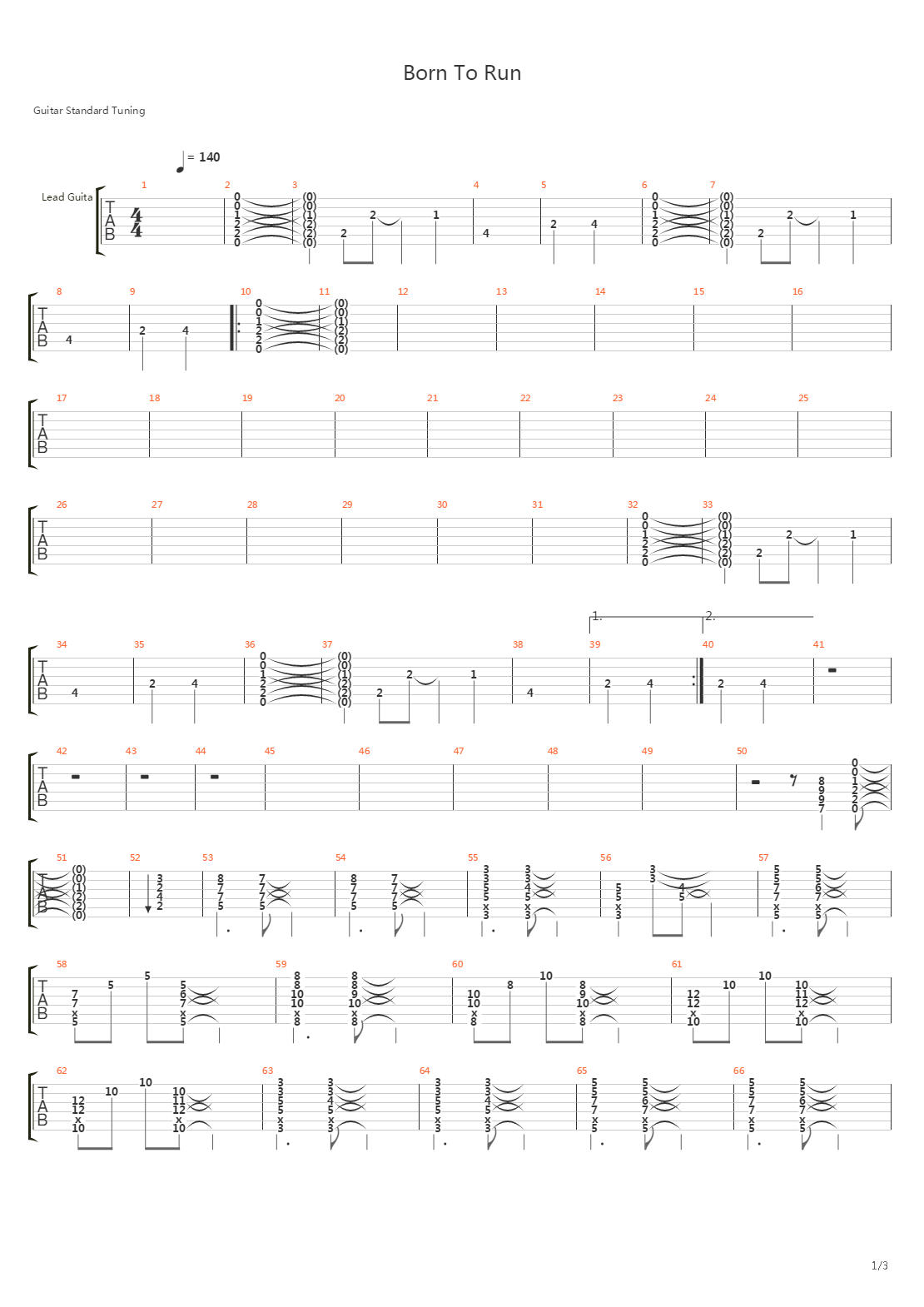 Born To Run吉他谱