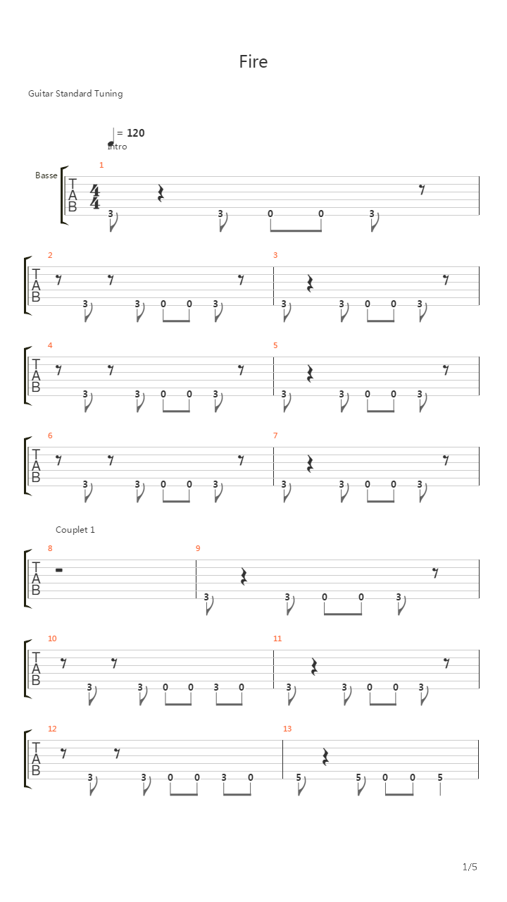 Fire吉他谱