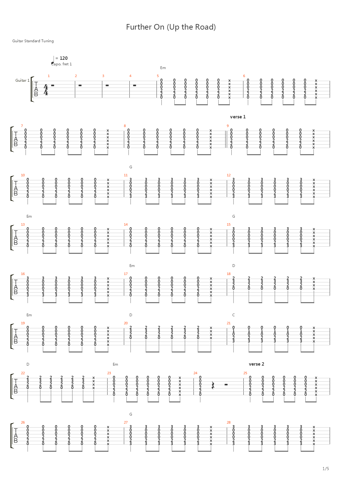 Further On (Up the Road)吉他谱