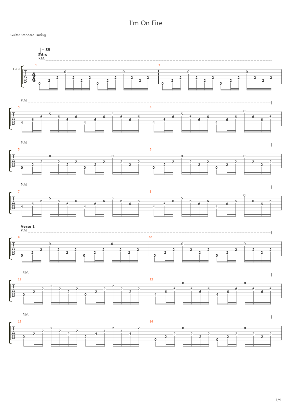 Im On Fire吉他谱