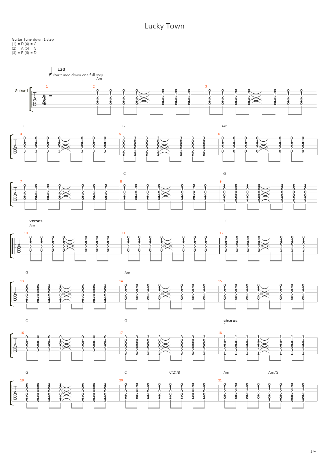 Lucky Town吉他谱
