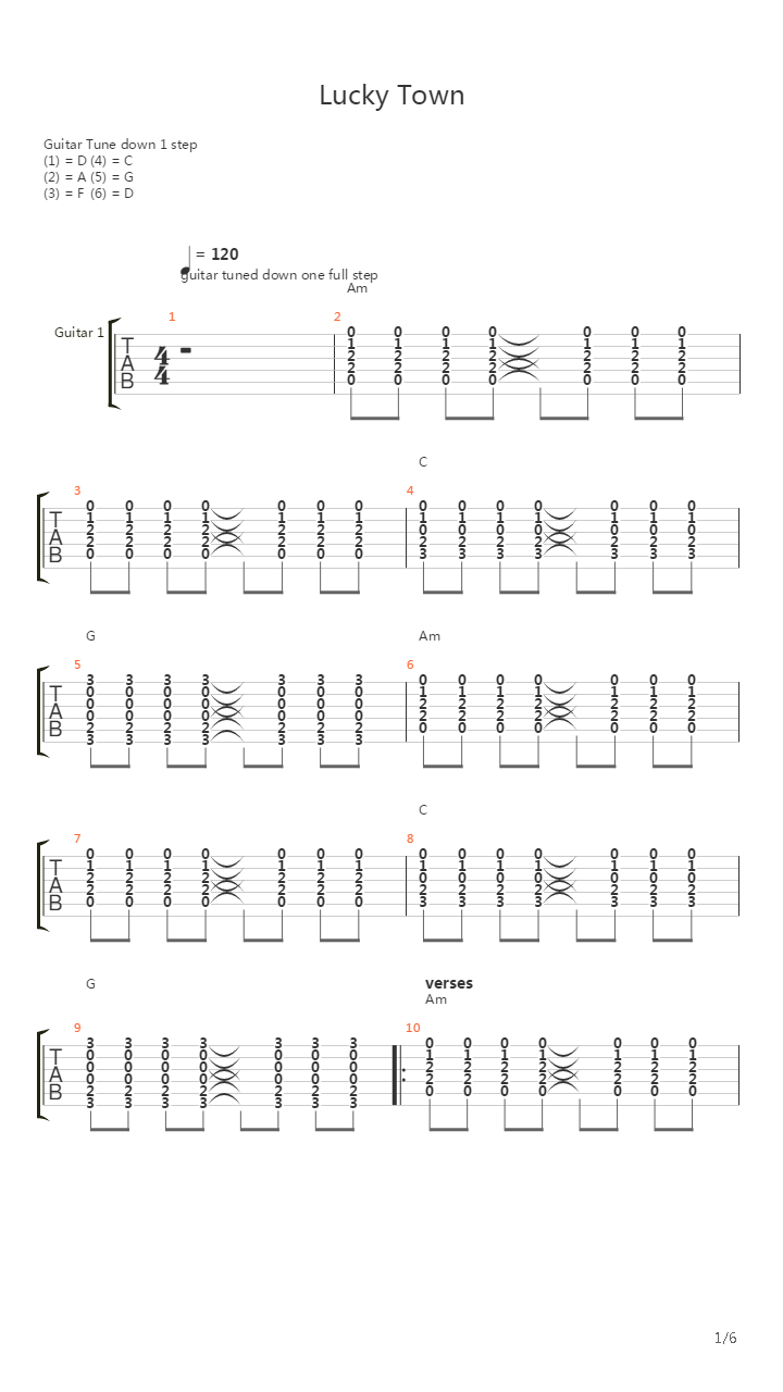 Lucky Town吉他谱