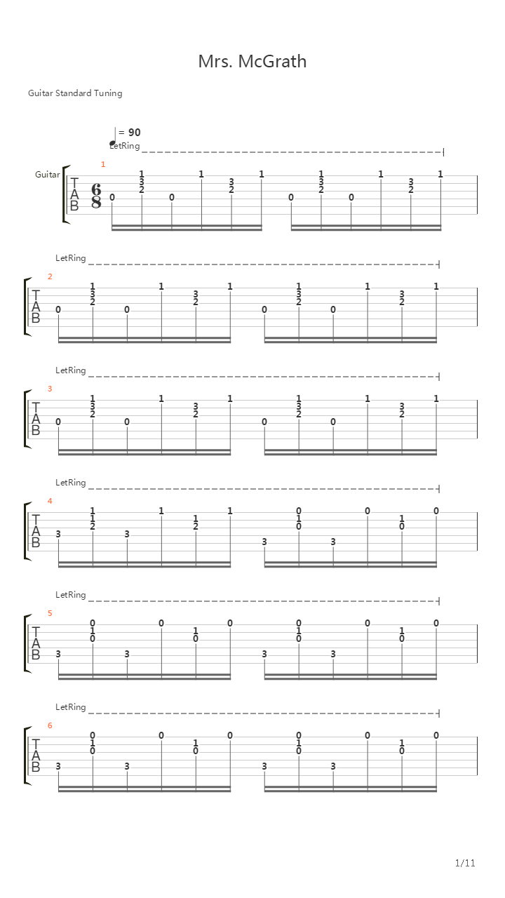 Mrs Mcgrath吉他谱