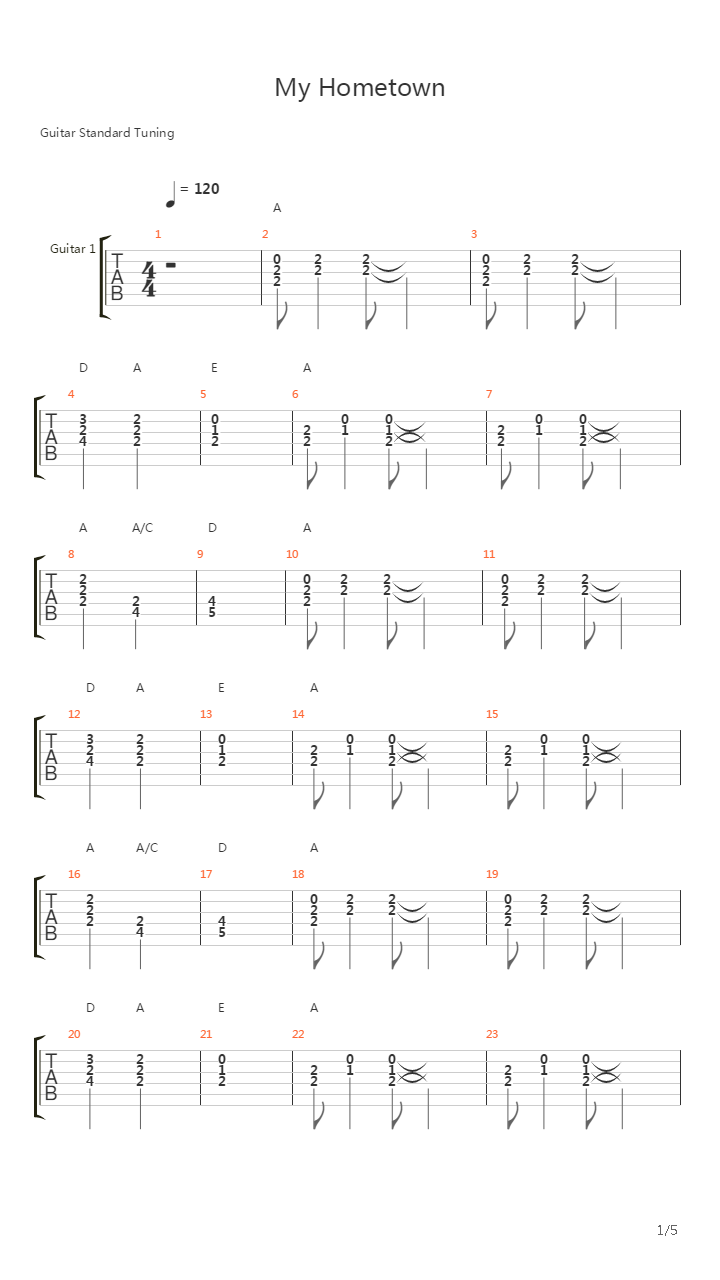My Hometown吉他谱