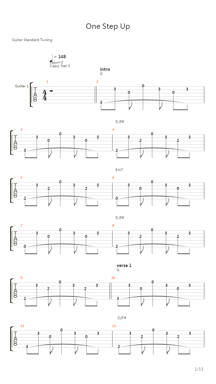 One Step Up吉他谱