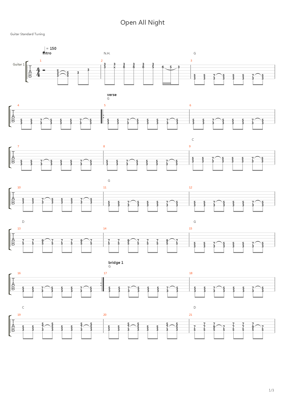 Open All Night吉他谱