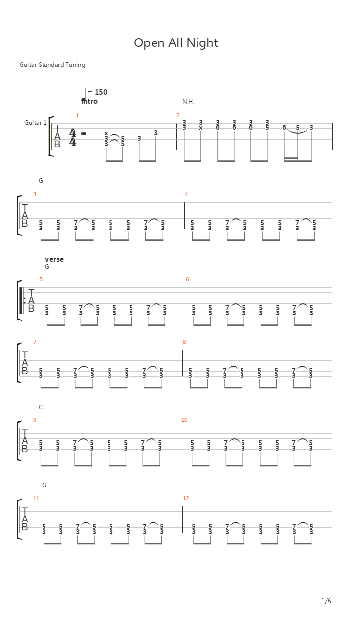 Open All Night吉他谱