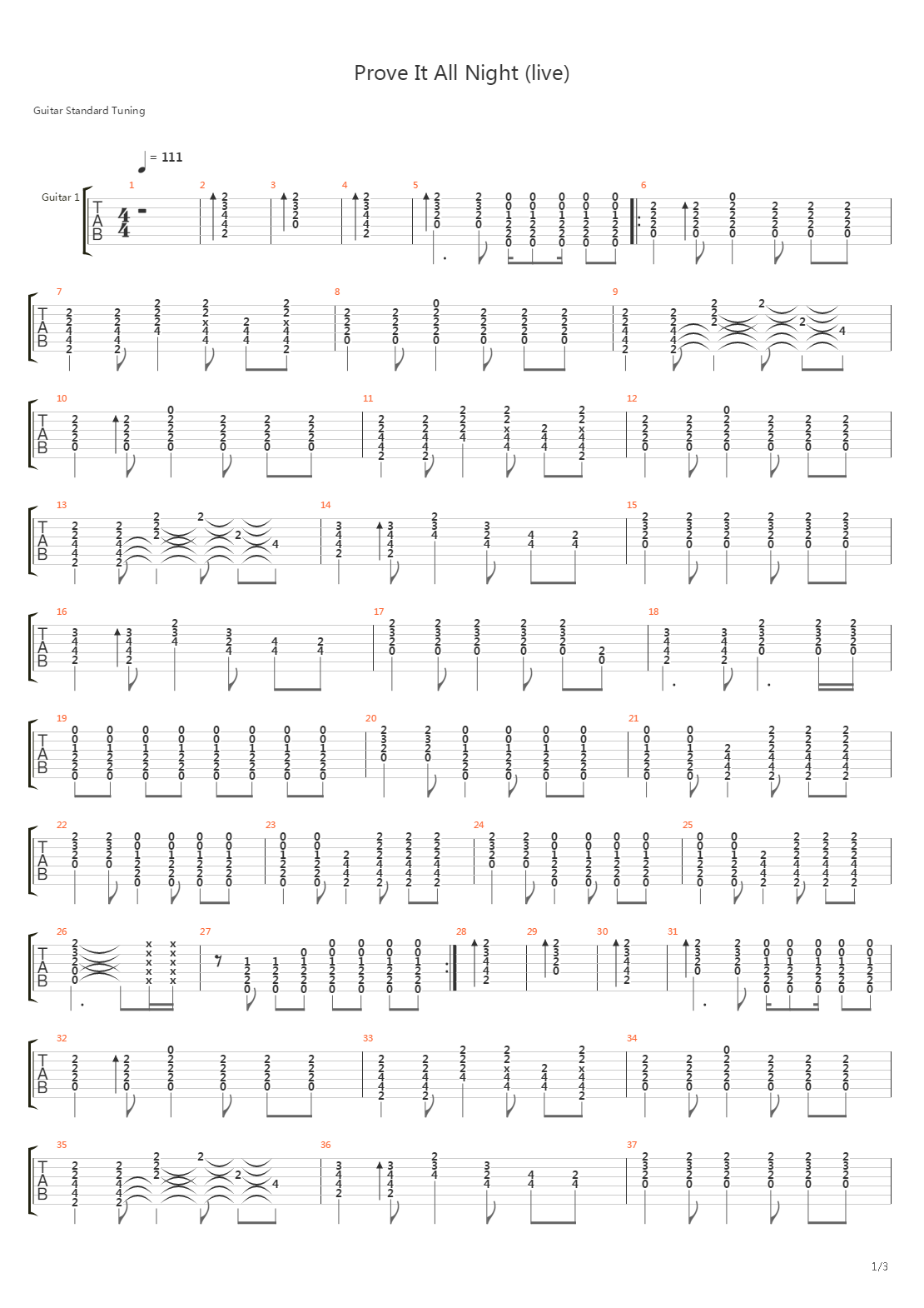 Prove It All Night (Live)吉他谱