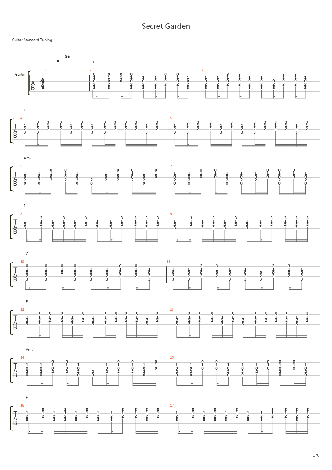 Secret Garden吉他谱