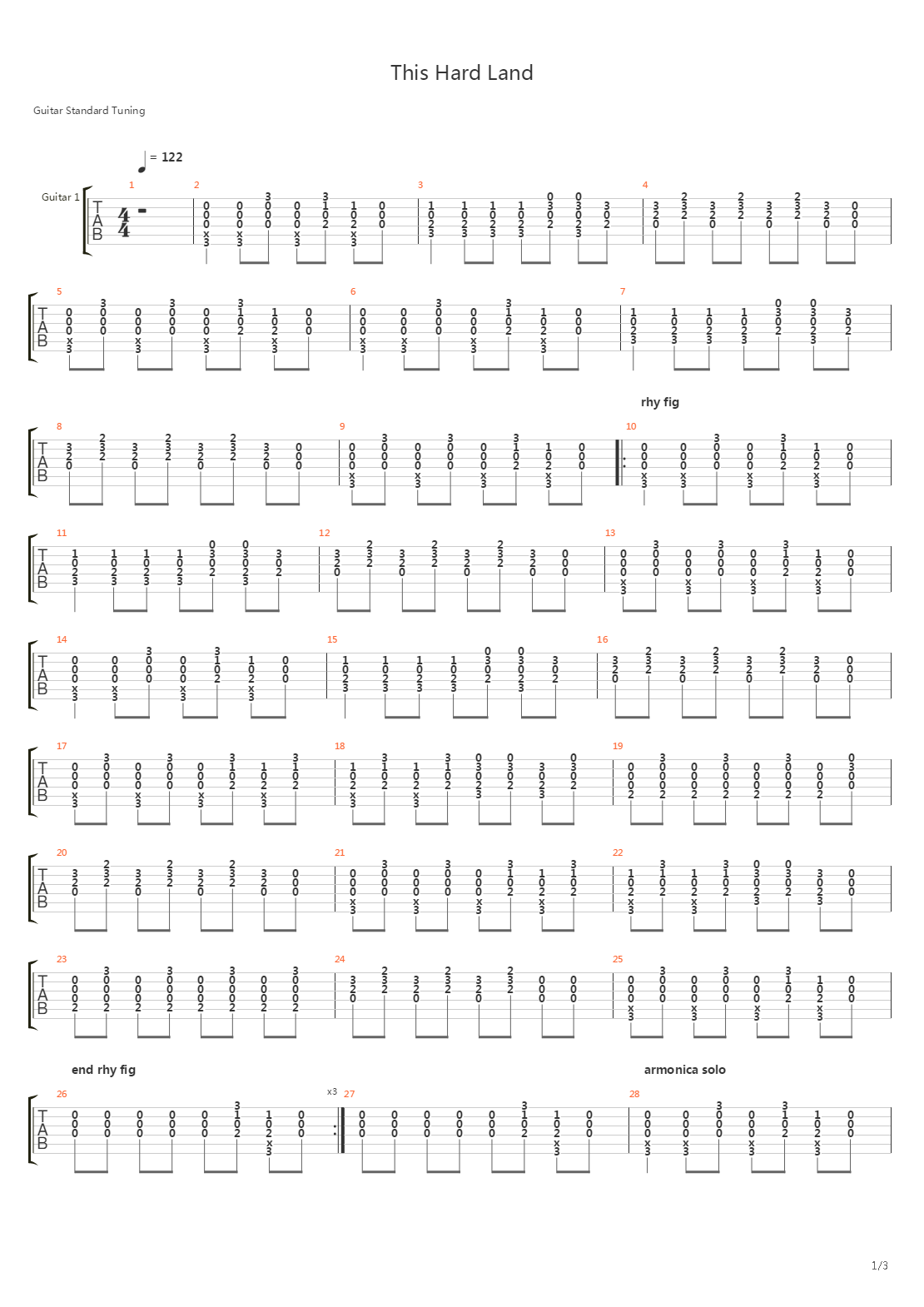 This Hard Land吉他谱