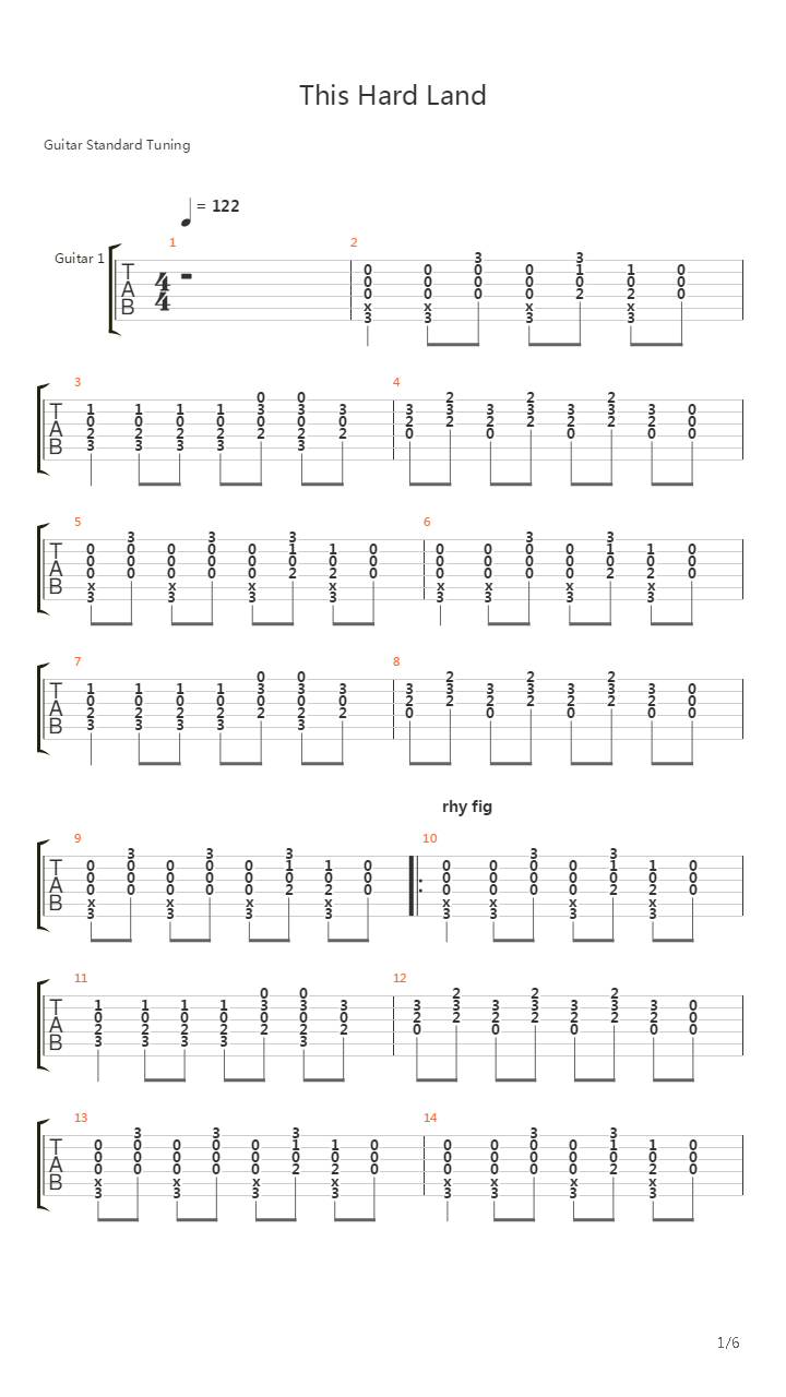This Hard Land吉他谱