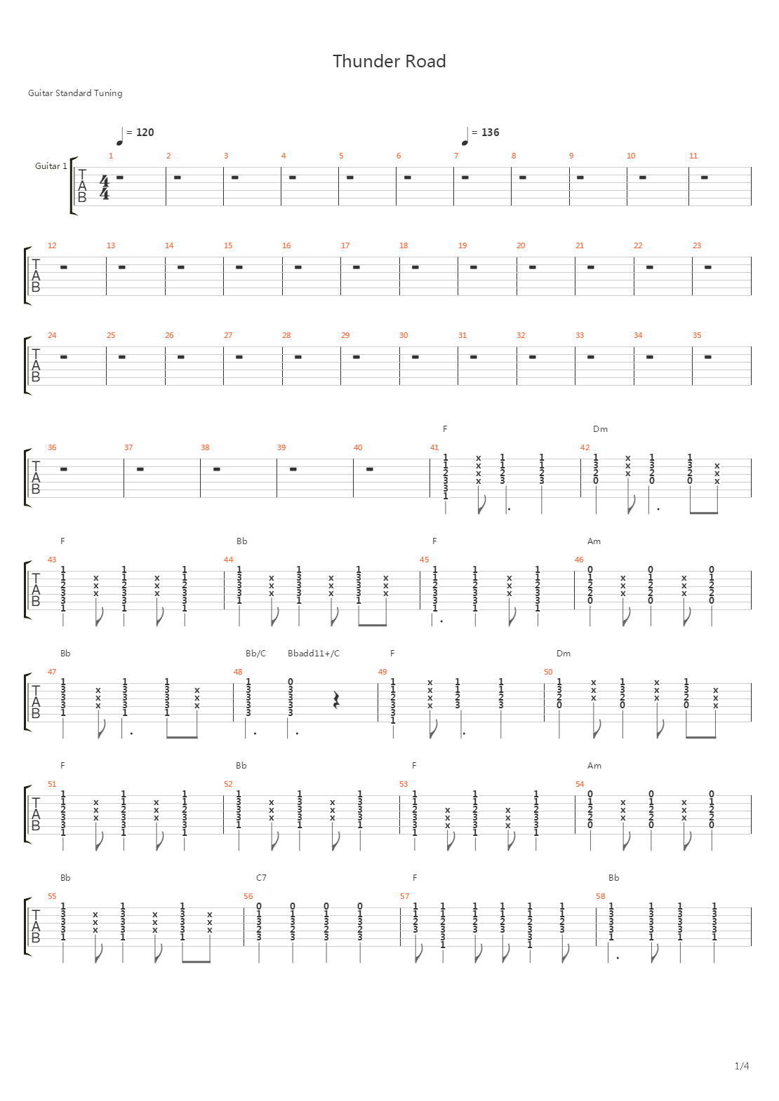 Thunder Road吉他谱