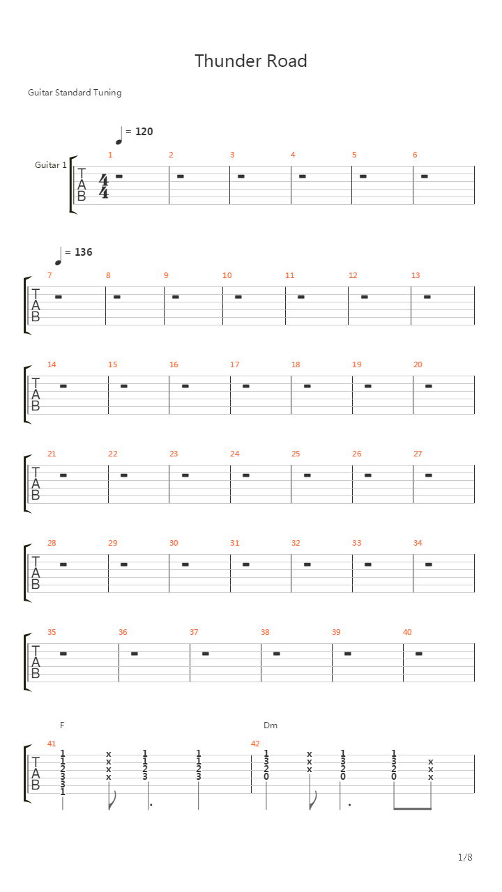 Thunder Road吉他谱