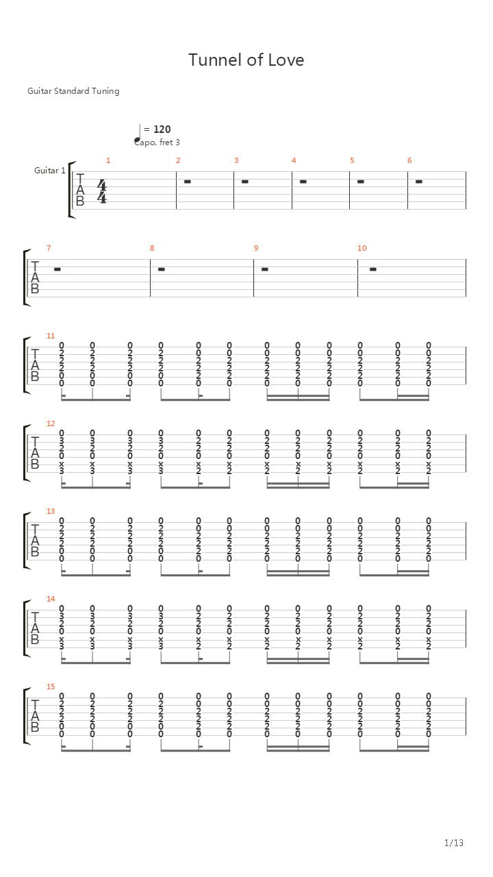 Tunnel Of Love吉他谱