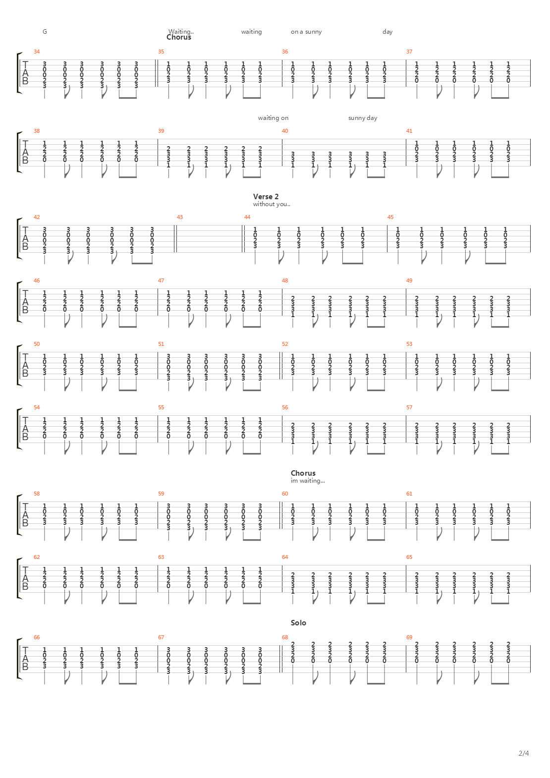 Waitin On A Sunny Day吉他谱