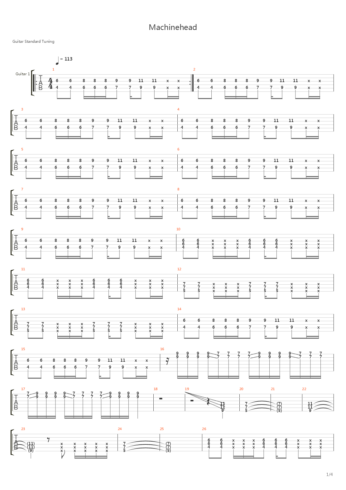 Machinehead吉他谱