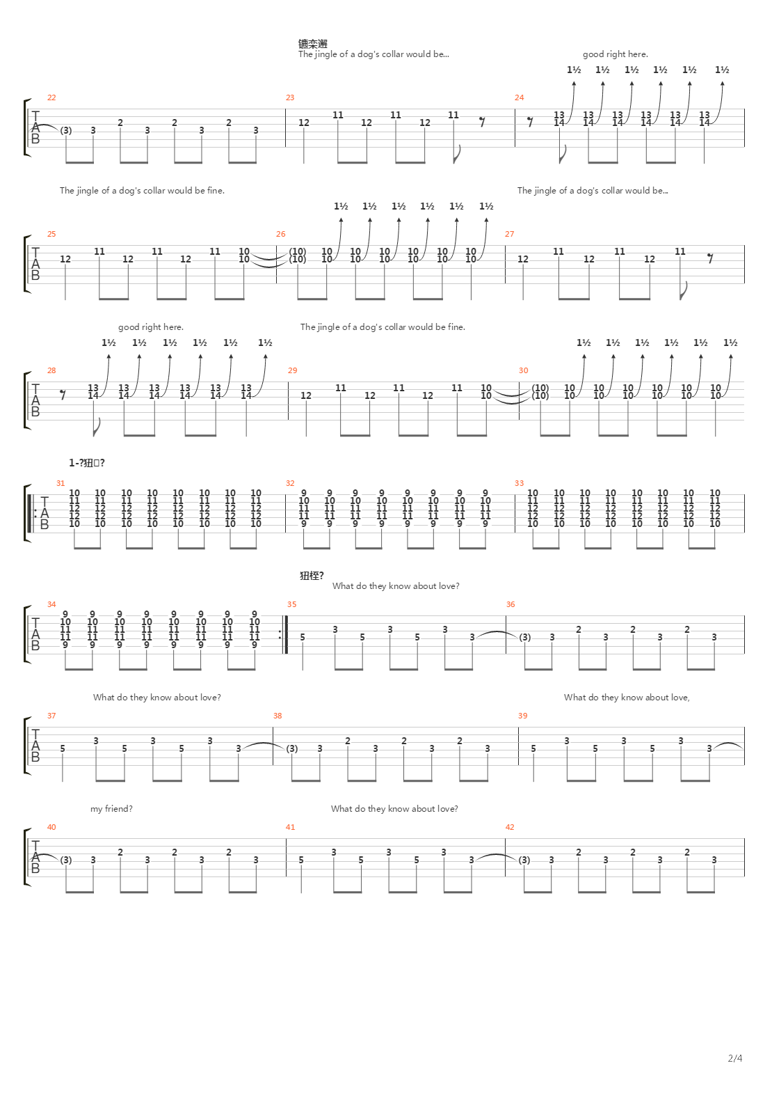 Jingle Of A Dog's Collar吉他谱