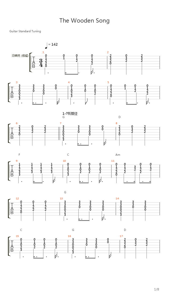 The Wooden Song吉他谱
