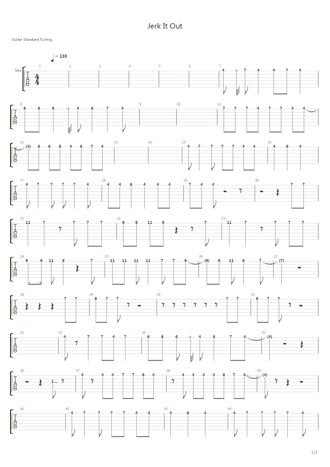 Jerk It Out吉他谱