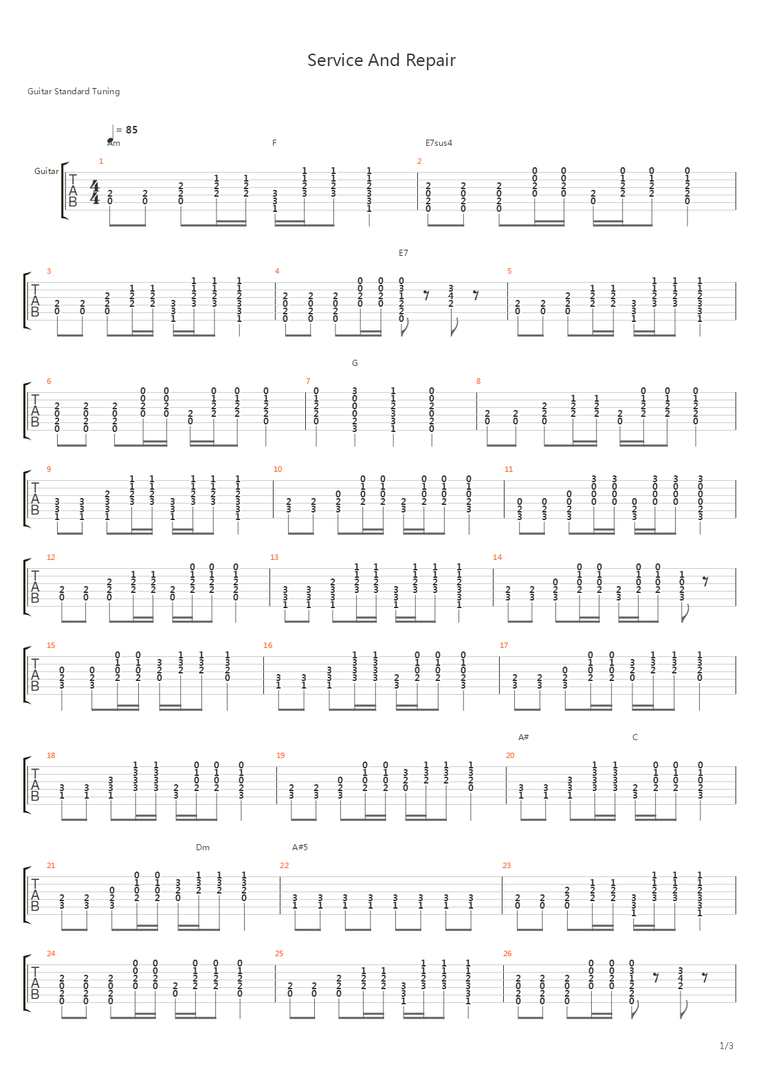 Service And Repair吉他谱