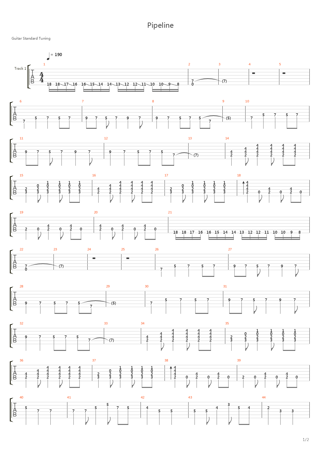 Pipeline吉他谱