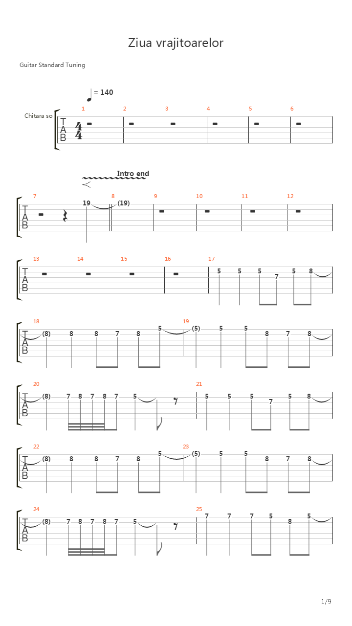 Ziua Vrajitoarelor吉他谱