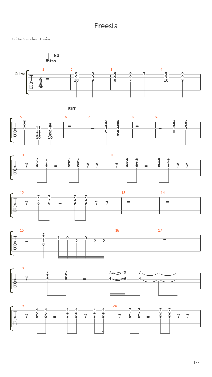 Freesia吉他谱
