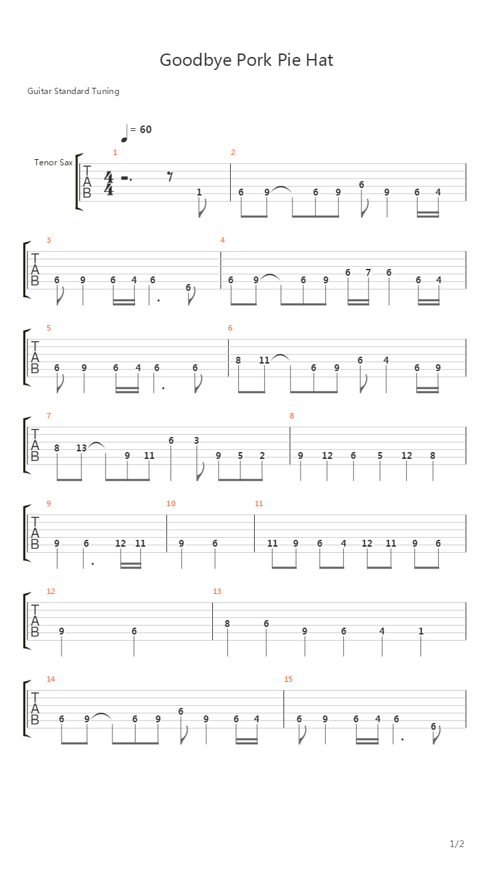 Goodbye Pork Pie Hat吉他谱