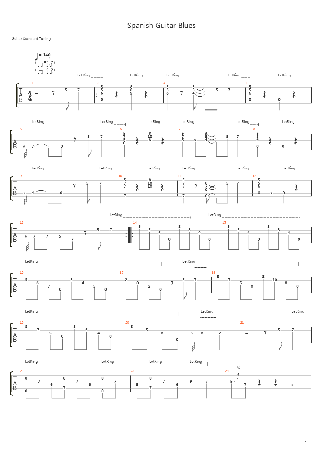 Spanish Guitar Blues吉他谱