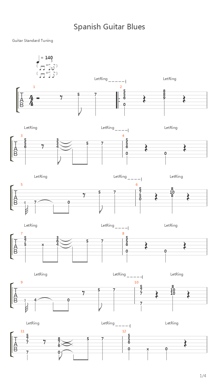 Spanish Guitar Blues吉他谱