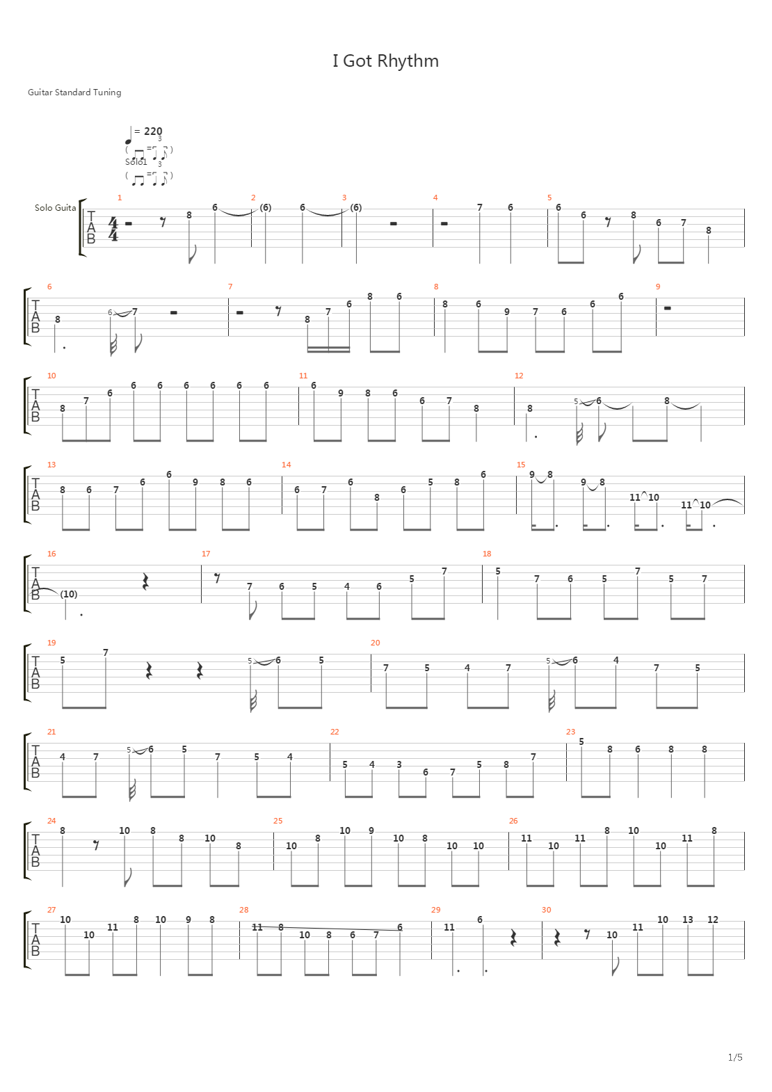 I Got Rhythm吉他谱