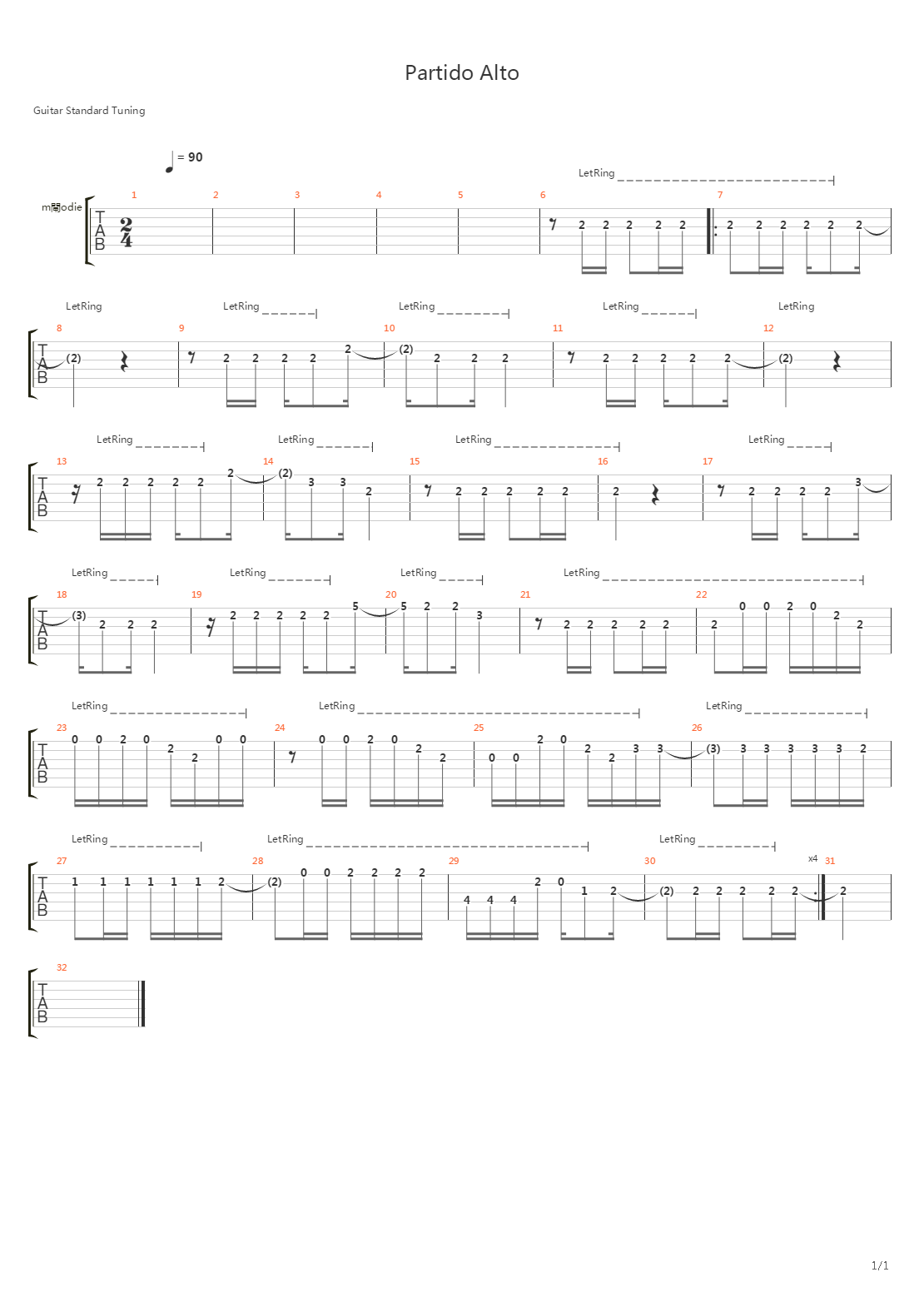 Partido Alto吉他谱