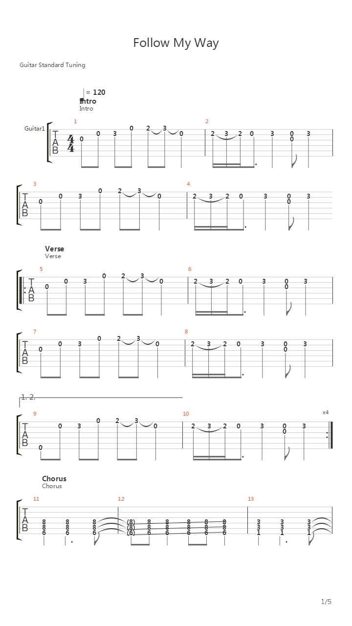 Follow My Way吉他谱