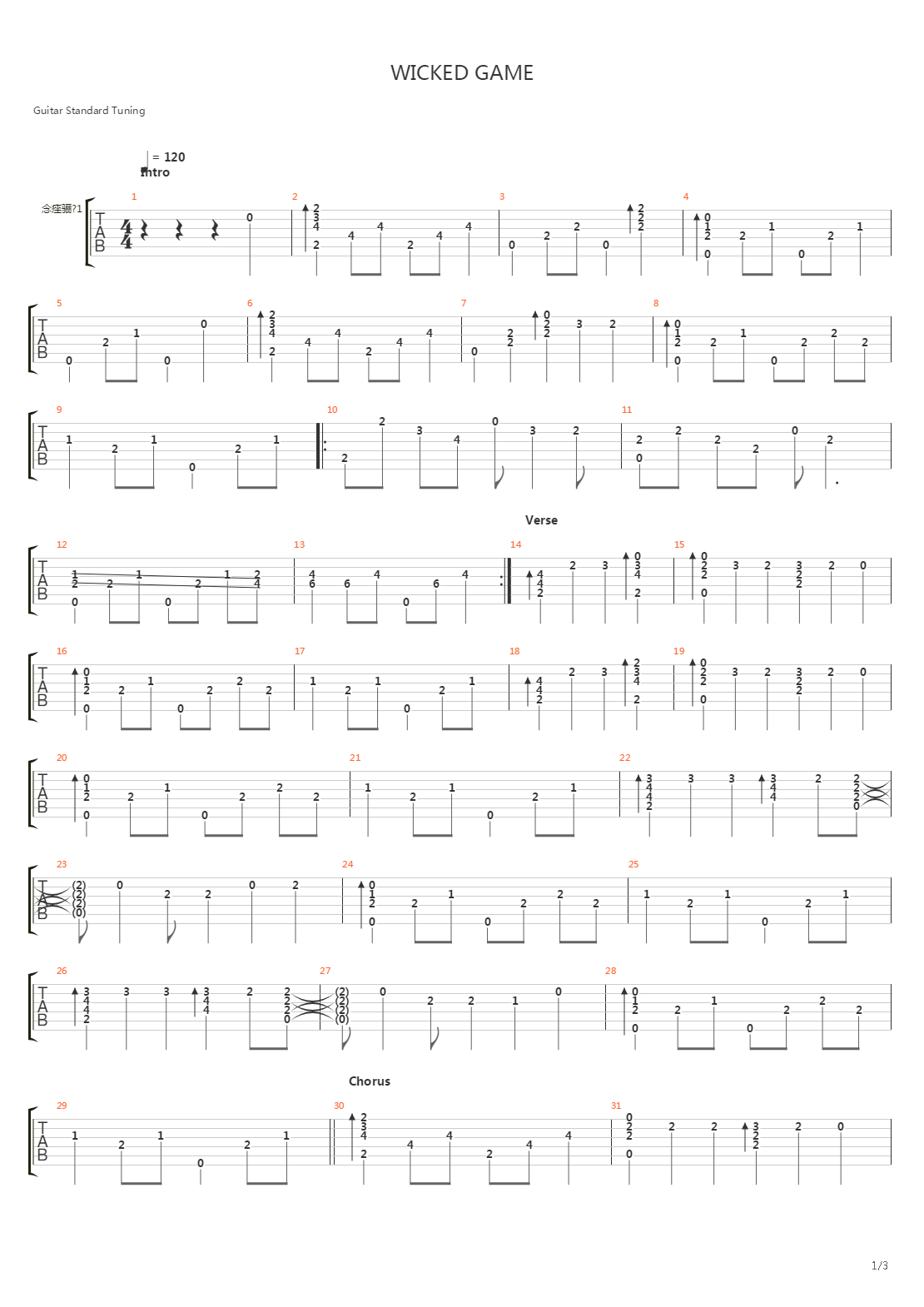 Wicked Game (Fingerstyle Cover by TheGuitarNick)吉他谱