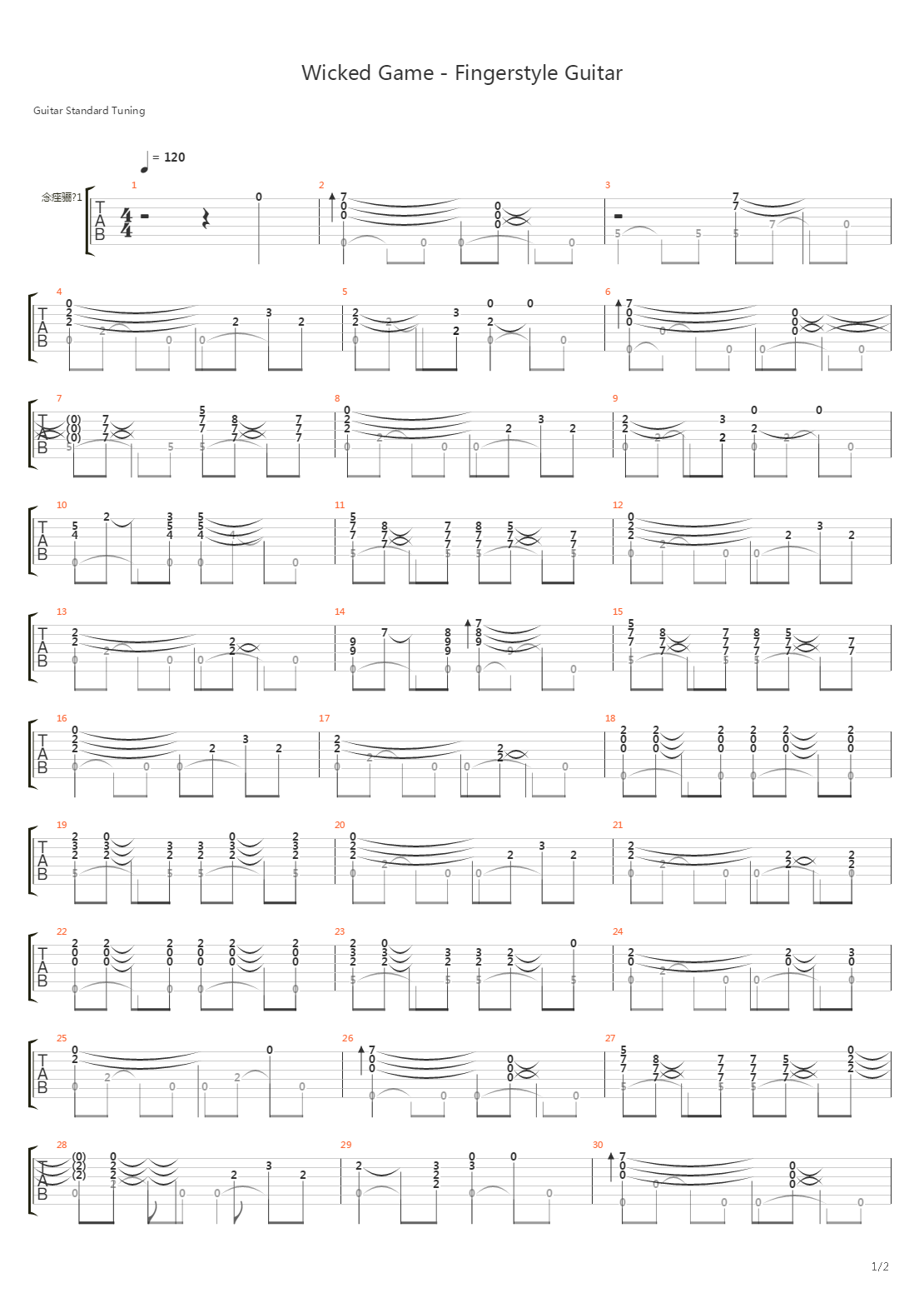 Wicked Game (Fingerstyle Cover by oldwhtman)吉他谱