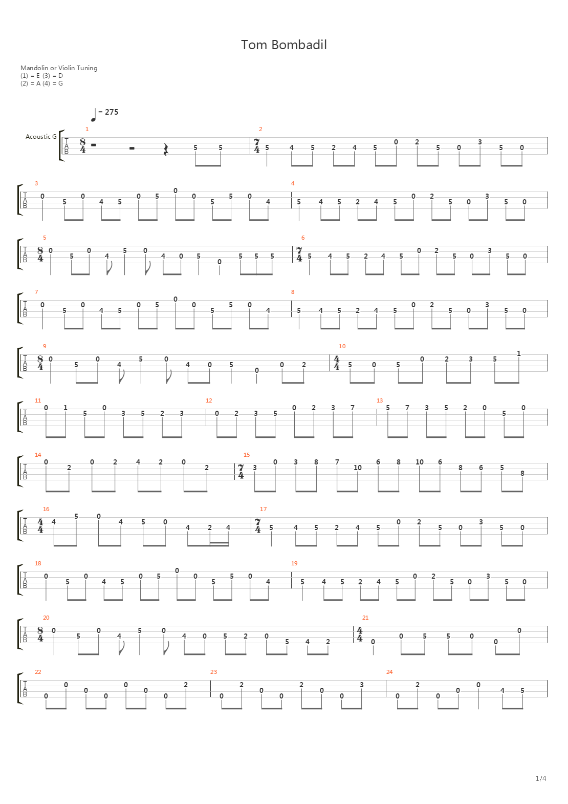 Tom Bombadil吉他谱