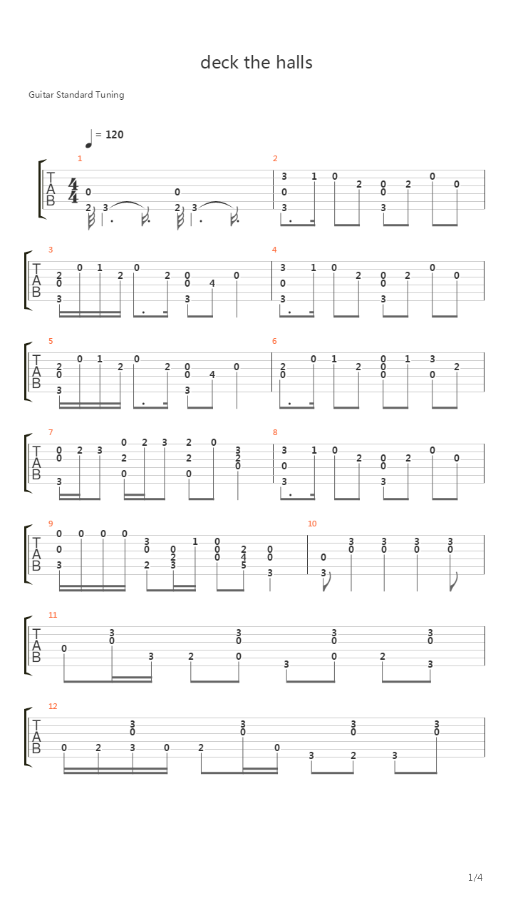Deck The Halls吉他谱