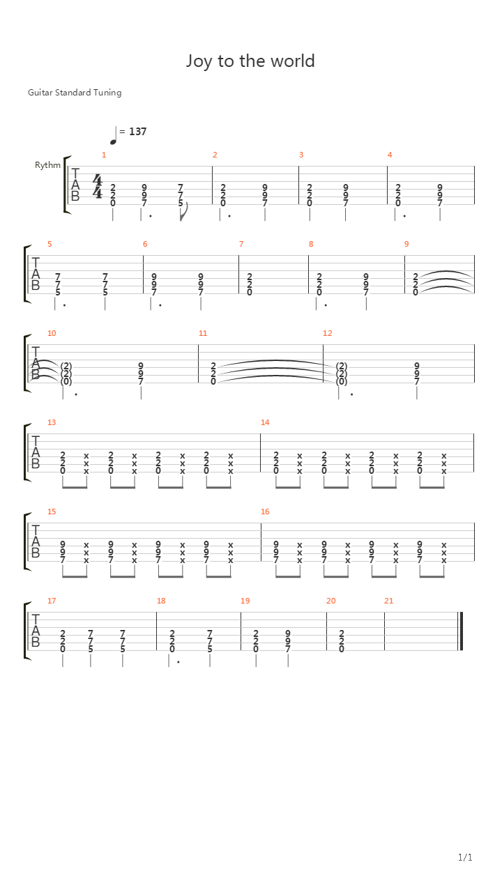 Joy To The World吉他谱