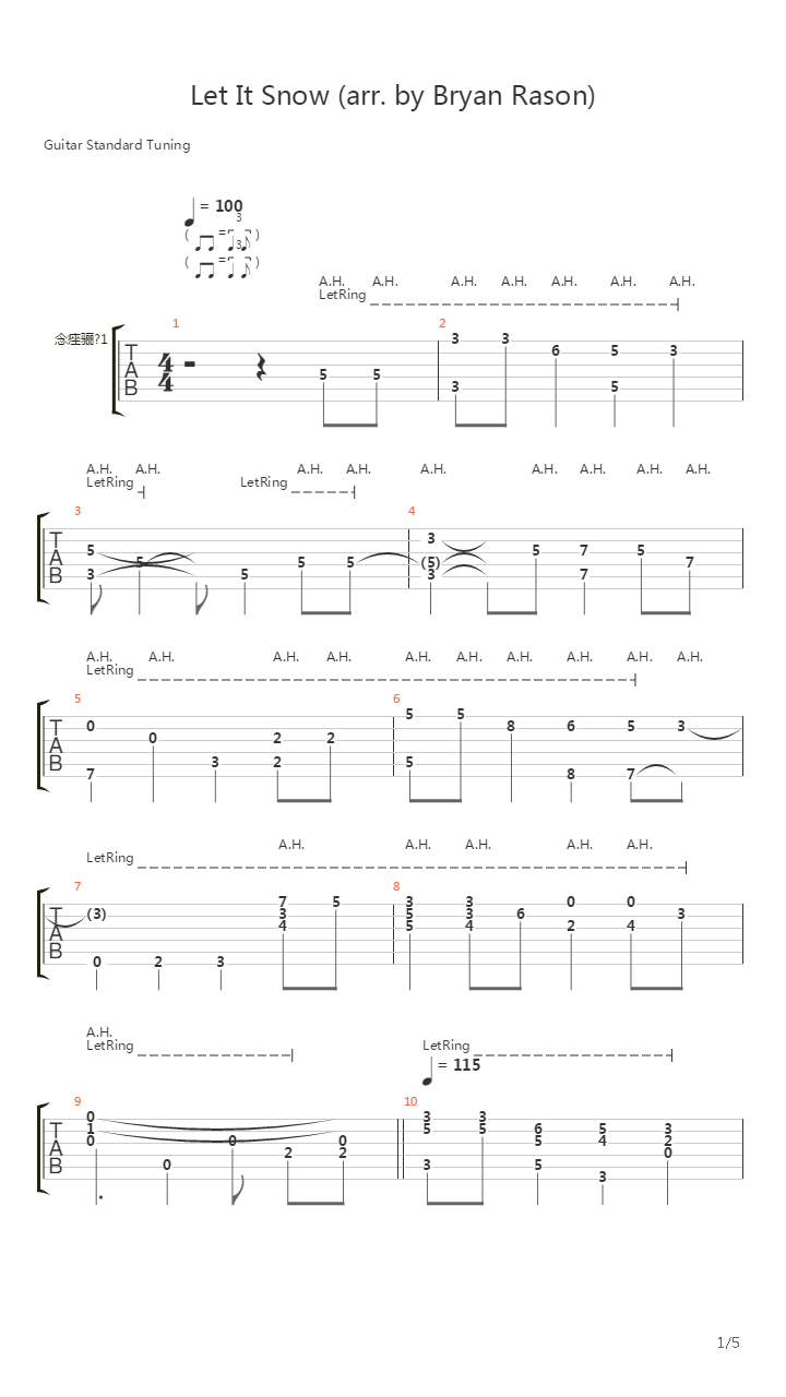 Let It Snow (arr. by Bryan Rason)吉他谱