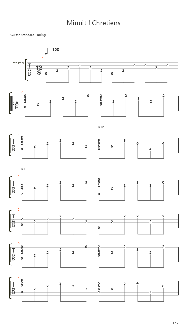 Minuit Chretiens ( O Holy Night)吉他谱