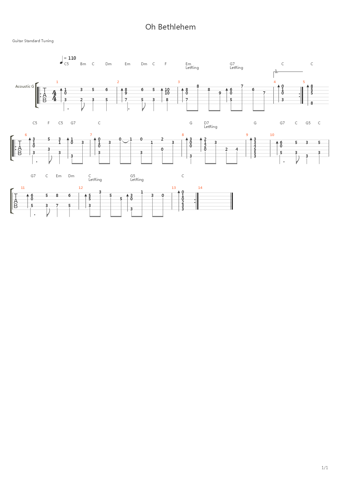 Oh Bethlehem (O, Betleme)吉他谱