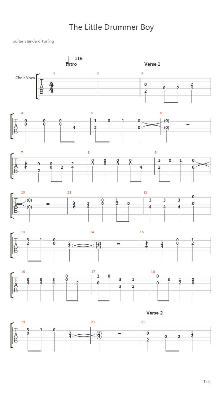 The Little Drummer Boy吉他谱