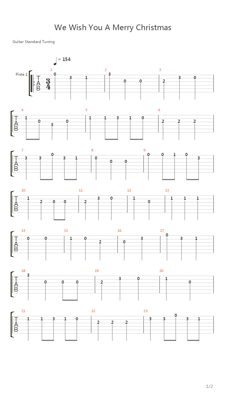 We Wish You A Merry Christmas吉他谱