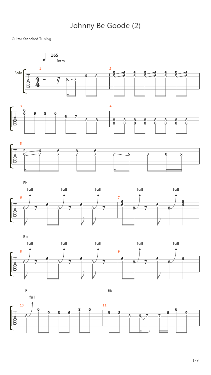 Johny B. Goode (Original Tabs)吉他谱