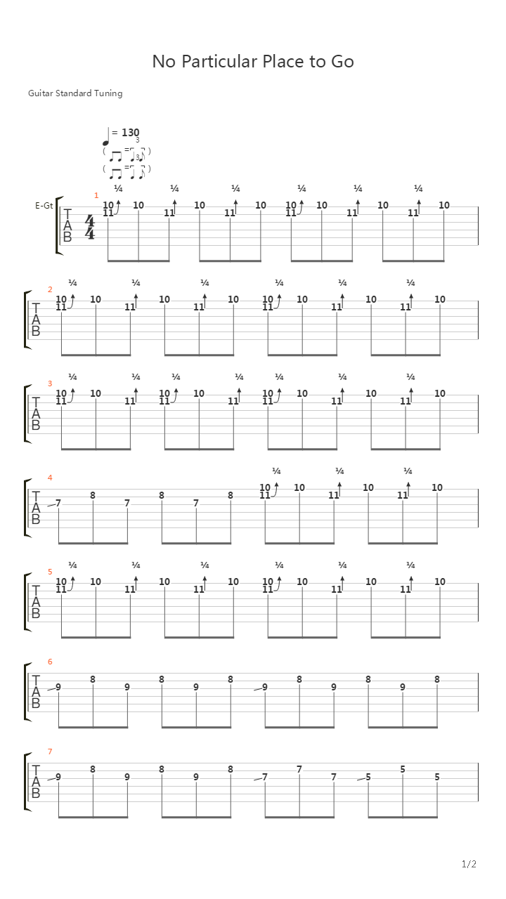 No Paticular Place To Go吉他谱