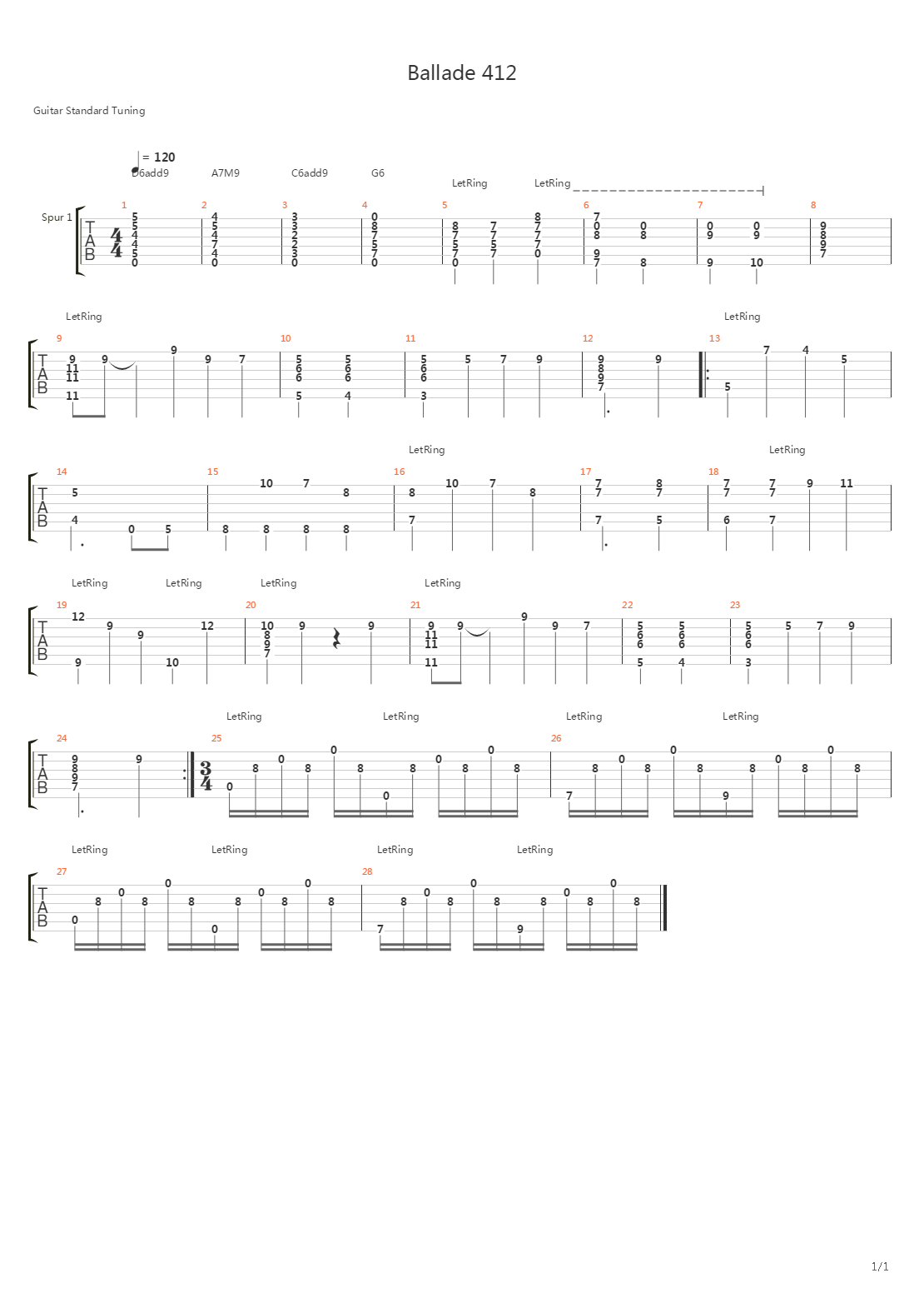 Ballade 412吉他谱