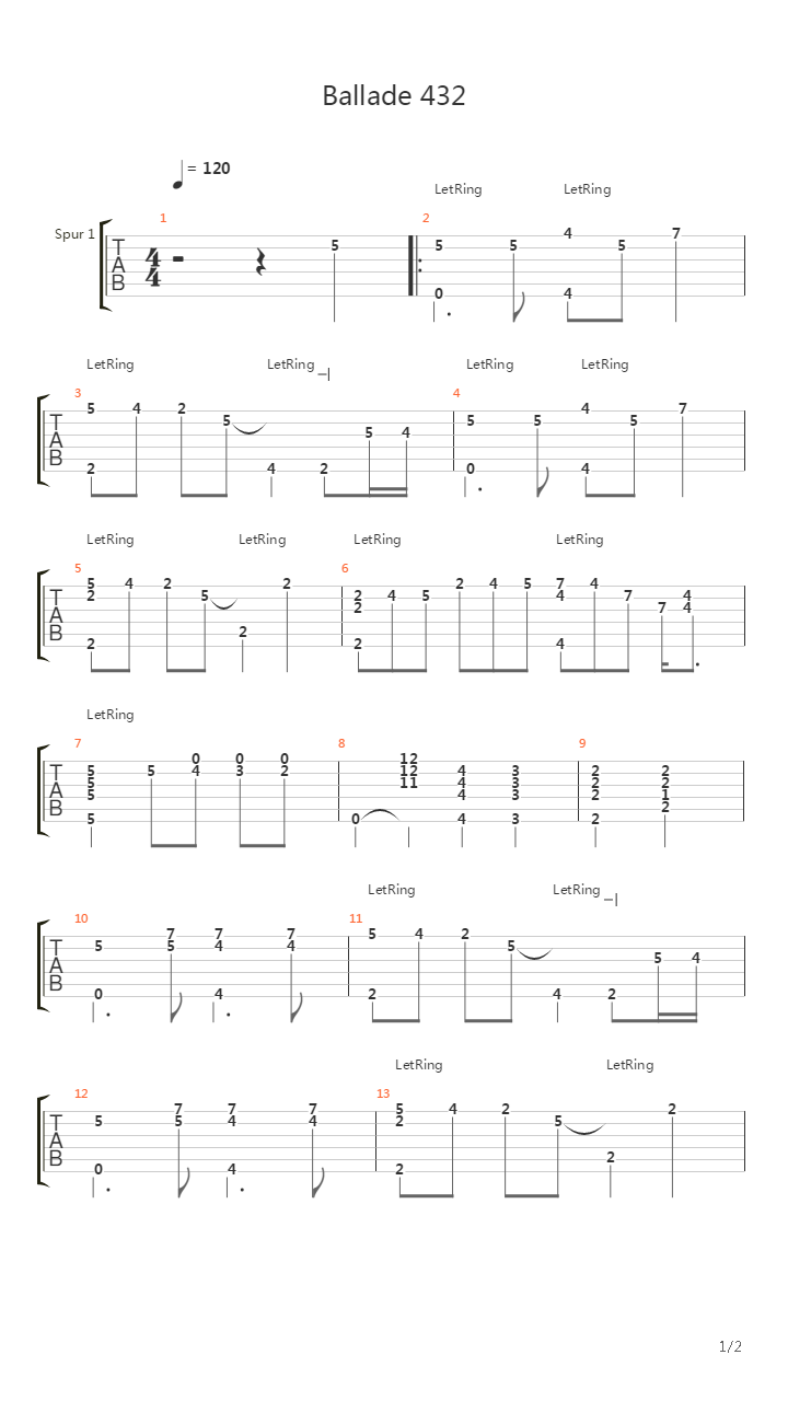 Ballade 432吉他谱