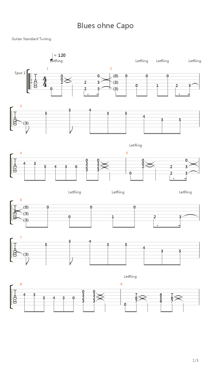 Blues Ohne Capo吉他谱